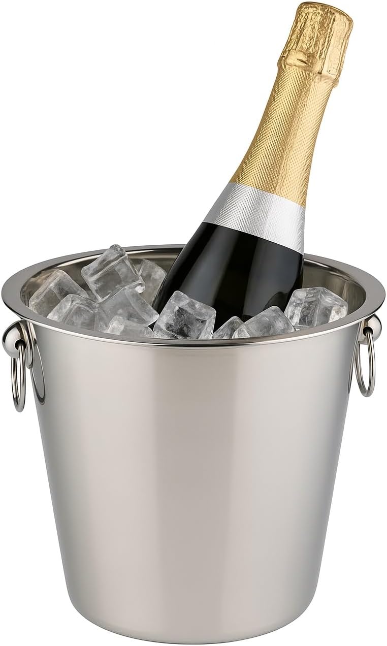Bambelaa! Sektkühler Edelstahl Gross Glänzend mit Ringgriffen Eimer Weinkühler Champagnerkühler Flas