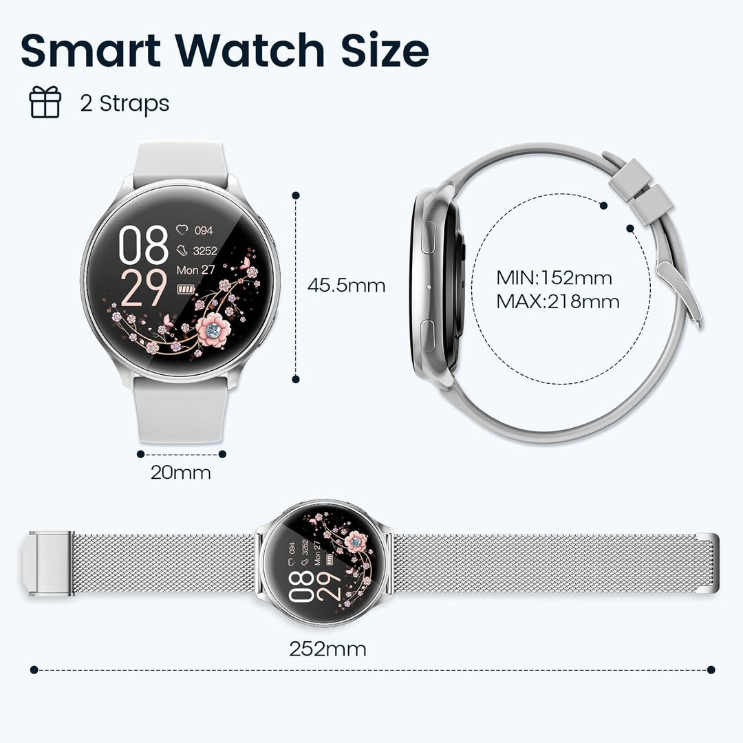 RUXINGX Smartwatch Damen Herren mit Telefonfunktion, 1.32 Zoll HD Voll Touchscreen, Armbanduhr mit S