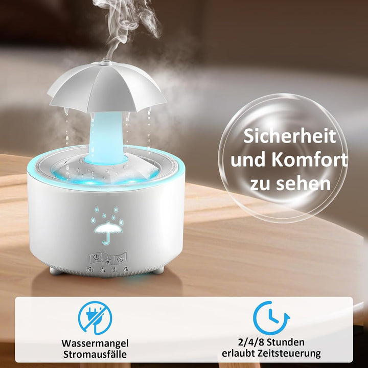 RUIZHI 300ML Luftbefeuchter Kinderzimmer, Regenschirm Luftbefeuchter mit Fernbedienung & Auto Abscha