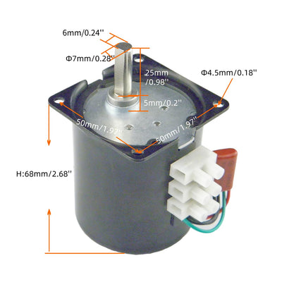 CHANCS Miniatur-Getriebemotor mit niedriger Drehzahl 68KTYZ 220V AC 2,5r/min Exzenterwelle Elektromo