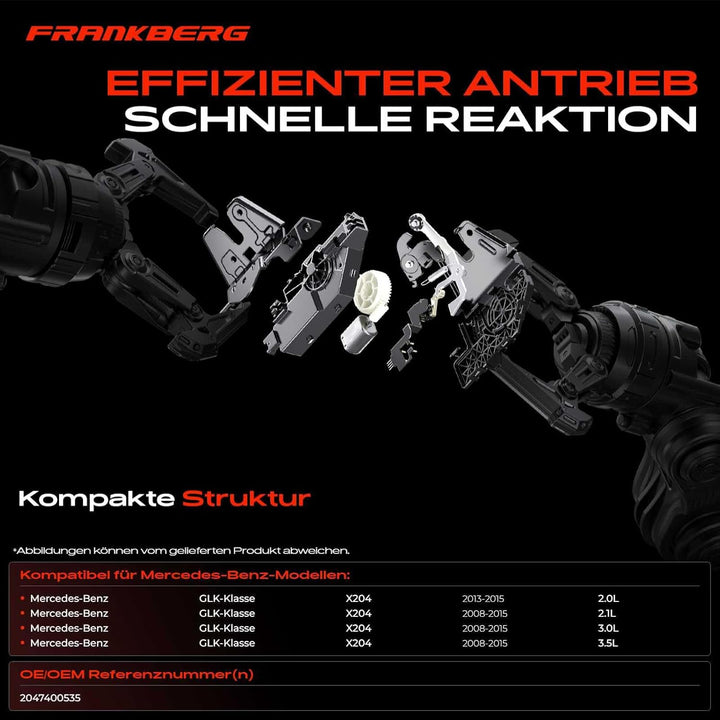 Frankberg 1x Heckklappenschloss Kofferraumschloss Kompatibel mit GLK-Klasse X204 200 220 250 280 300