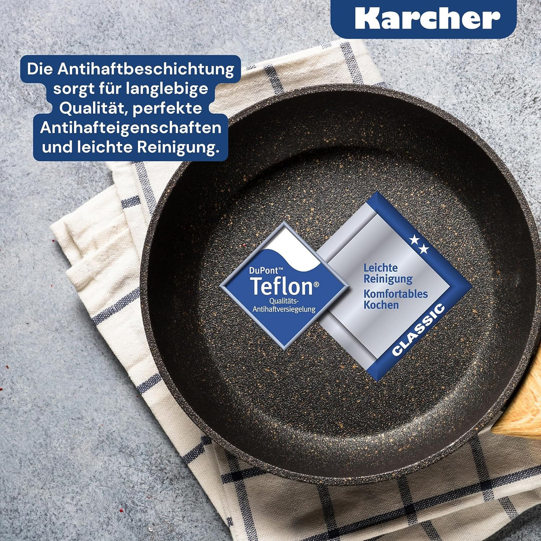 Karcher 112914 Topfset (Aluguss, 12-teilig, Teflon-Classic-Antihaftbeschichtung, inkl. Glasdeckel un