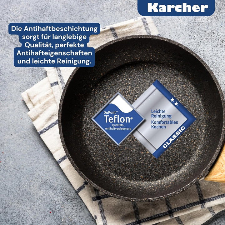 Karcher 112914 Topfset (Aluguss, 12-teilig, Teflon-Classic-Antihaftbeschichtung, inkl. Glasdeckel un