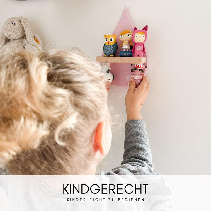 Regentropfen-Set Kinderregal - Regal Wand für Hörfiguren wie Tonie - Sicher & Stabil - Kinderzimmer
