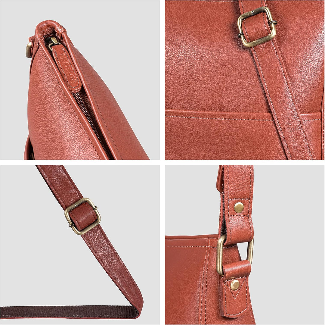 LEABAGS Leder Handtasche Damen I Premium Echtleder Umhängetasche I Schultertasche I Damentasche I Tr