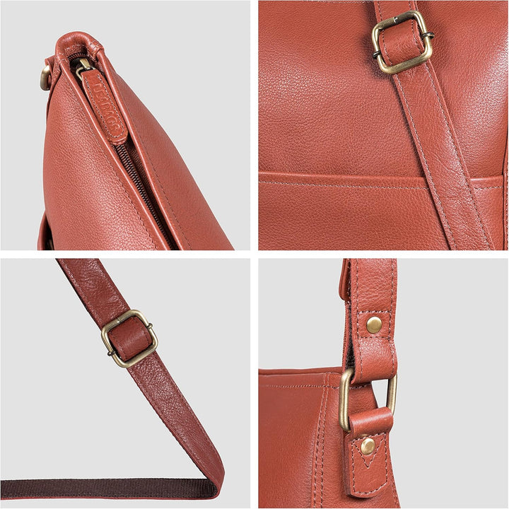 LEABAGS Leder Handtasche Damen I Premium Echtleder Umhängetasche I Schultertasche I Damentasche I Tr