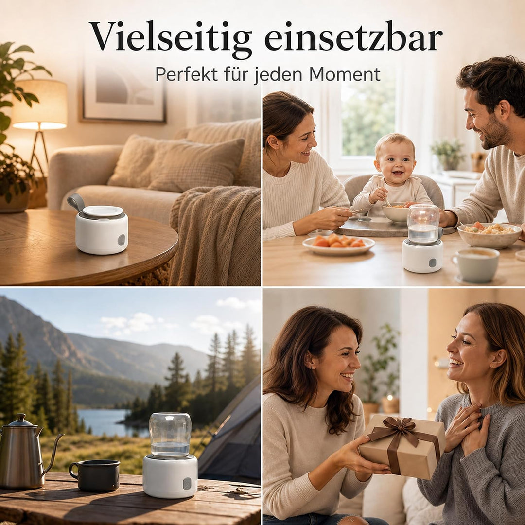 Tragbarer Flaschenwärmer Baby unterwegs Akkubetriebener Milchwärmer USB C | 3-5 Min Schnellheizung,