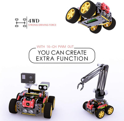 Adeept AWR 4WD WiFi Smart Robot Car Kit for Raspberry Pi 4/3 Model B+/B/2B, DIY Robot Kit for Kids a