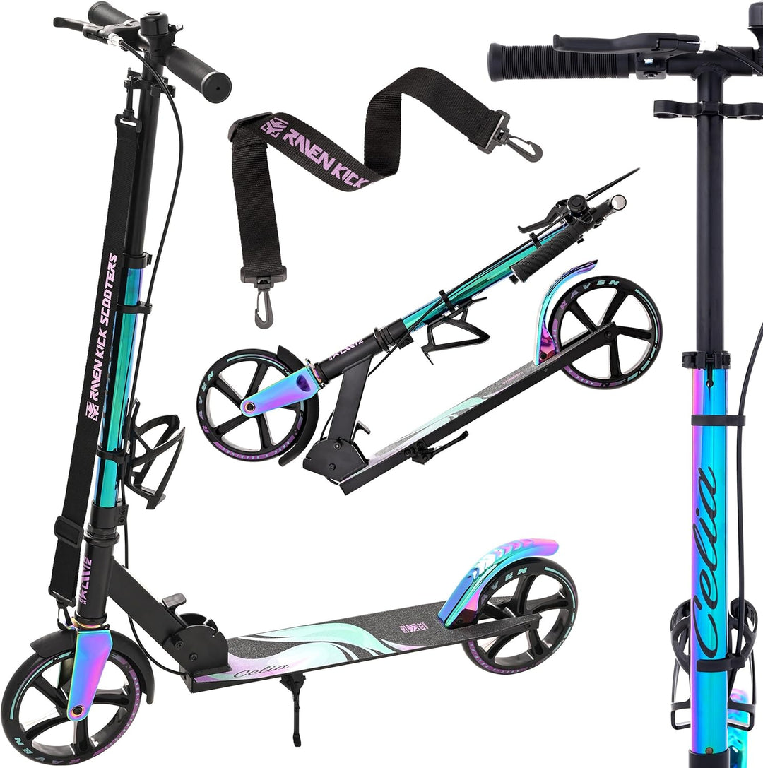 Raven Scooter, Roller, Tretroller, Kinderroller, 200mm mit Handbremse Celia Black, Celia Black