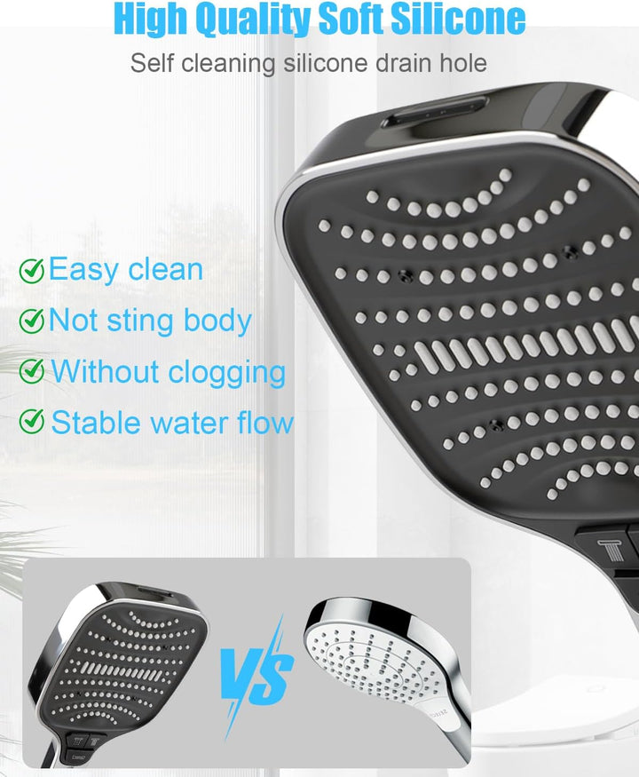 Duschkopf mit Hohem Wasserdruck, Handbrause Dusche mit 8 Strahlarten, 26.5 * 12cm Handbrause Duschko