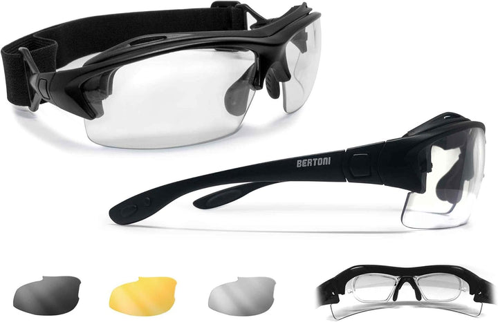 BERTONI Sportbrille mit Sehstärke für Brillenträger Selbsttönend Antibeschlag UV Schutz Gläsern und