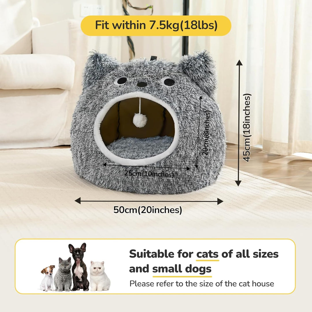 CATISM Katzenhöhle Katzenbett Waschbar Katzenschlafplatz für Katzen Cute Moster Plüsch Haustier Katz