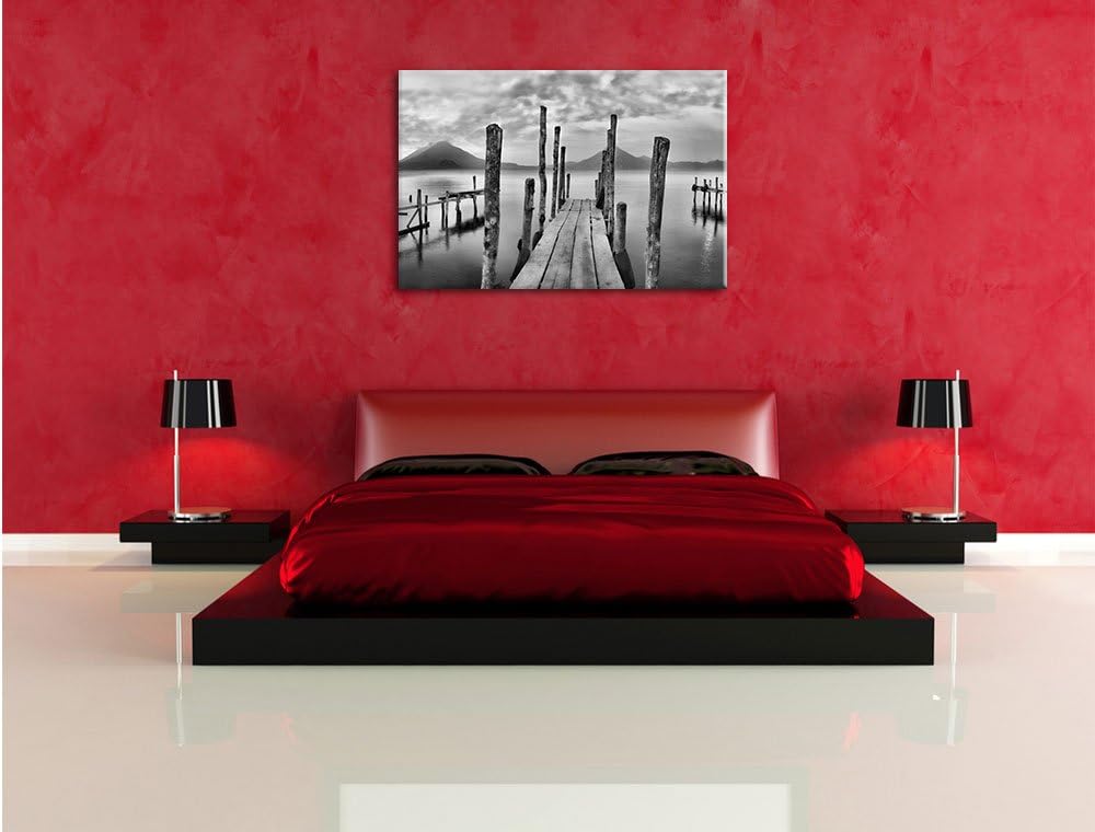 Monocrome, Holz im Wasser, Format: 100x70 auf Leinwand, XXL riesige Bilder fertig gerahmt mit Keilra