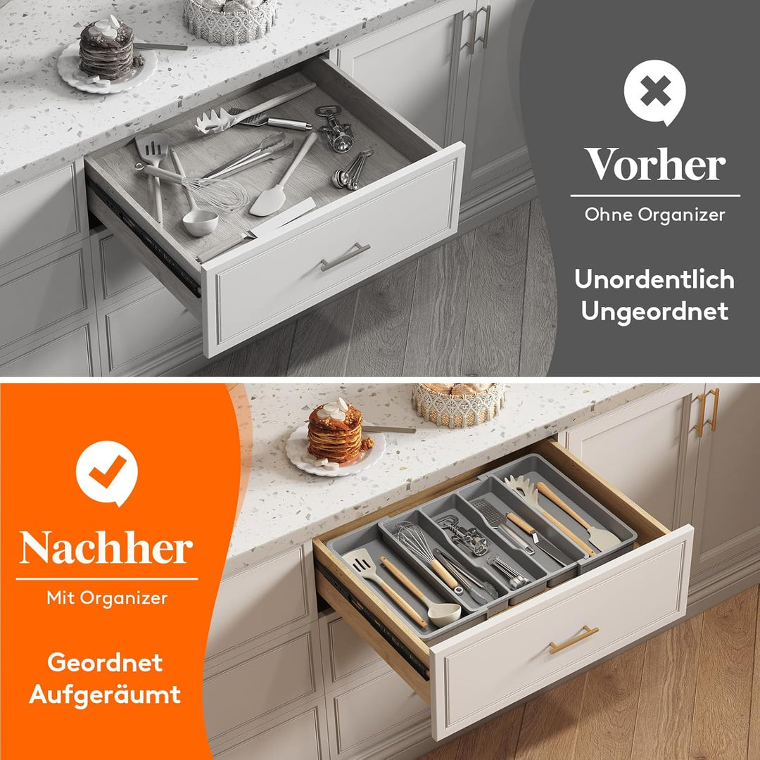 Lifewit Besteckkasten für Schubladen, erweiterbarer grosser Besteckkasten für die Küche, Verstellbar