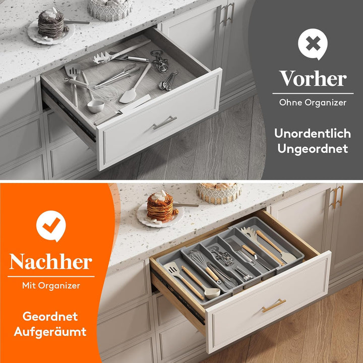 Lifewit Besteckkasten für Schubladen, erweiterbarer grosser Besteckkasten für die Küche, Verstellbar