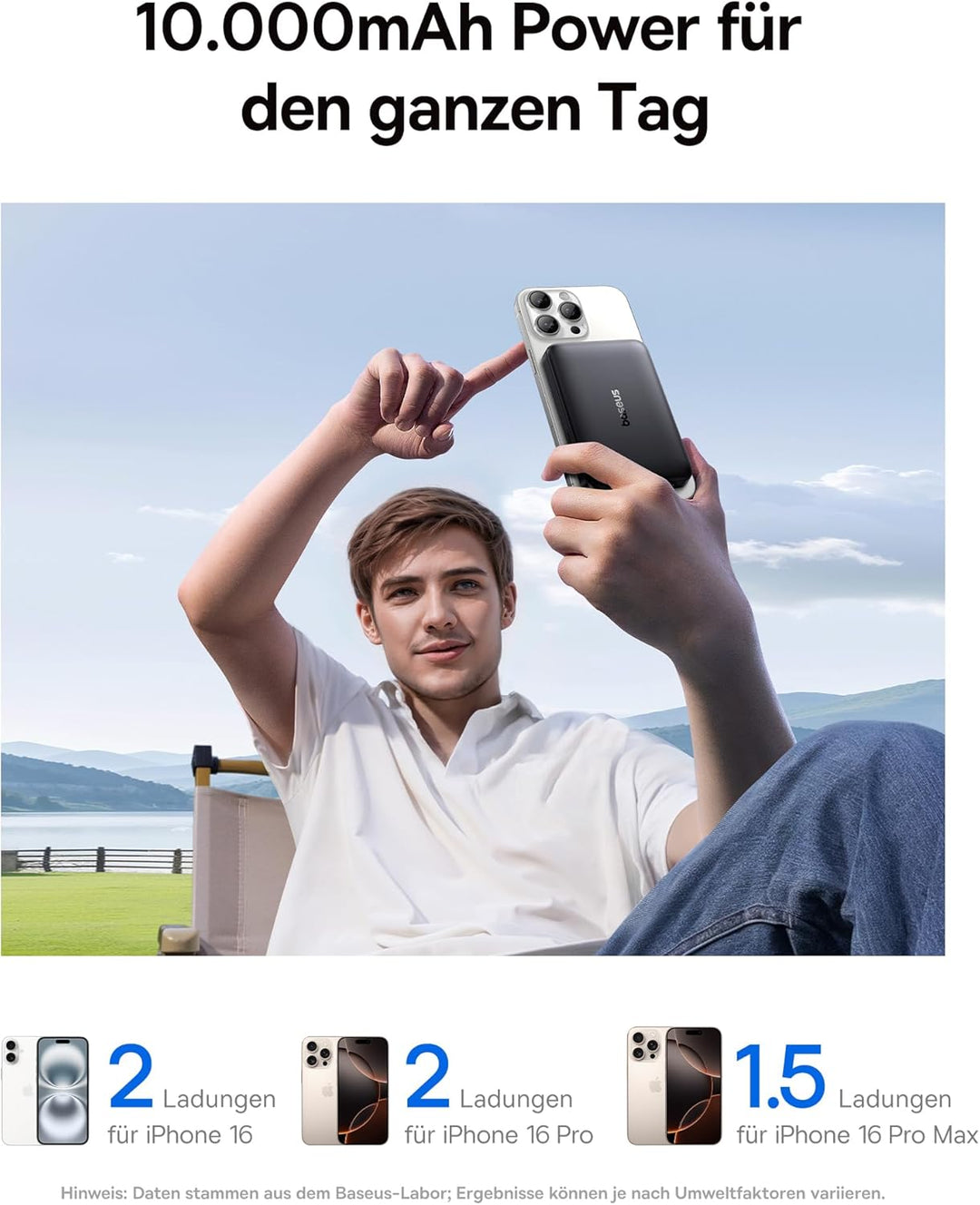 Baseus EnerFill Qi2 Zertifiziert MagSafe Power Bank 10000mAh, PD 22.5W USB-C Ausgabe, 15W Wireless M