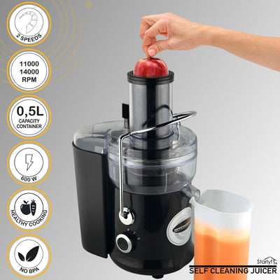 STARLYF Leistungsstarke Saftpresse, 600 W, 2 Geschwindigkeiten, BPA-frei, für die Küche, Explulsa Fr