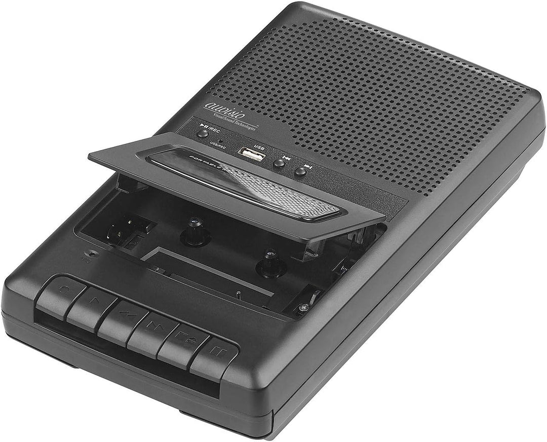 auvisio Kassettenrekorder: Mobiler Kassettenspieler & USB-Digitalisierer, Lautsprecher & Mikrofon (K
