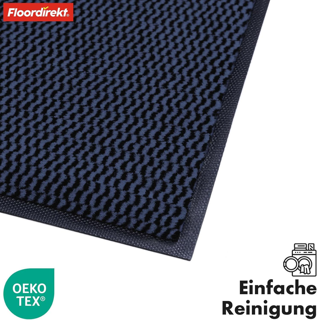 Floordirekt Premium Fussmatte für Eingangsbereich, 80x120cm Blau, Schmutzfangmatte für Innen und Aus