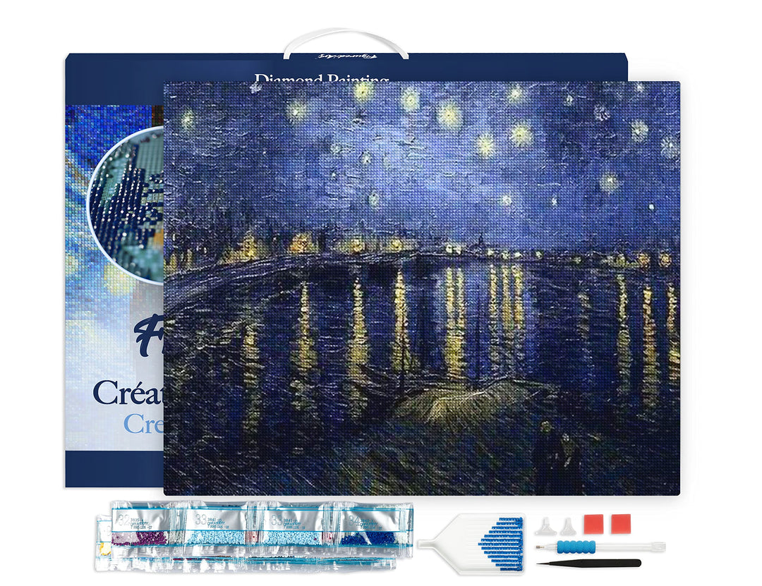 Figured'Art Diamond Painting Erwachsene 40x50cm Mit Rahmen Ganze Leinwand gespannt Van Gogh Sternenn
