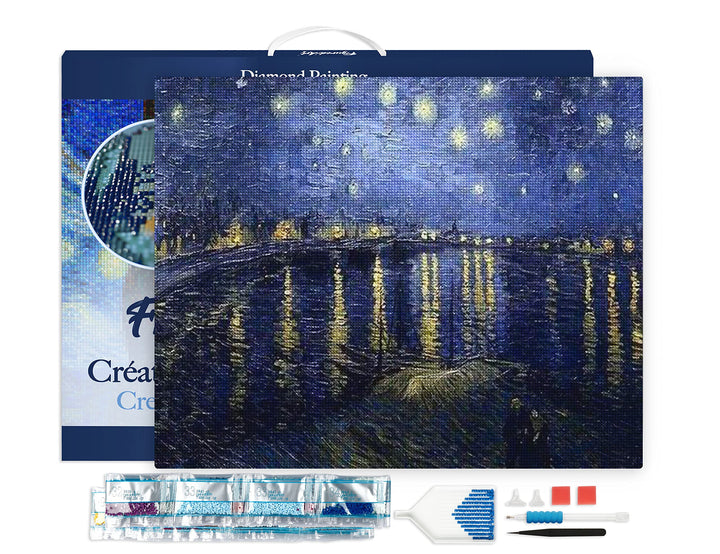 Figured'Art Diamond Painting Erwachsene 40x50cm Mit Rahmen Ganze Leinwand gespannt Van Gogh Sternenn