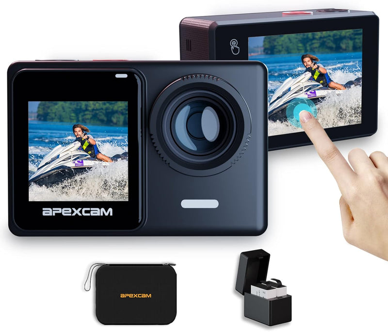 Apexcam 4K 60FPS 24MP Ultra HD Action Cam Dualscreen Touchscreen 40M wasserdichte Unterwasserkamera