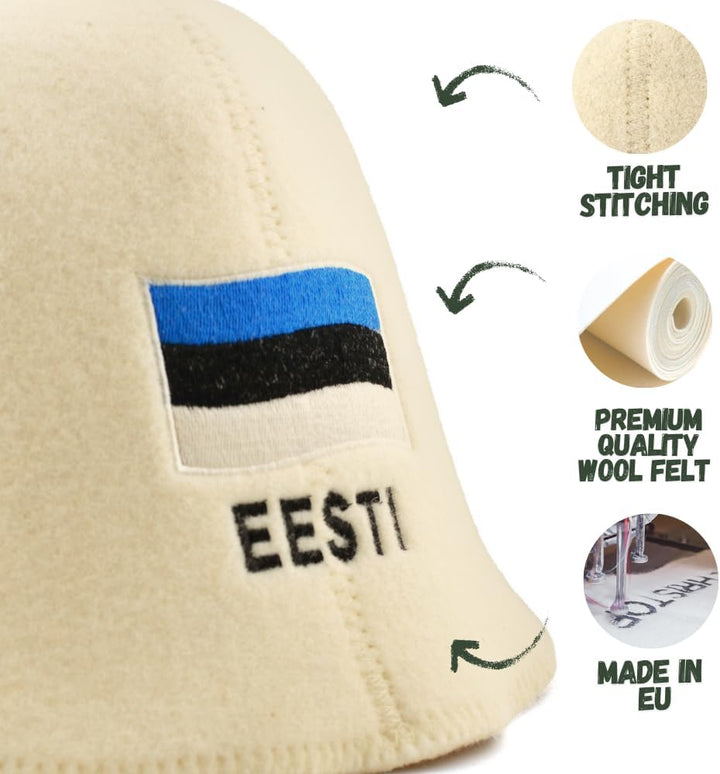 Saunahut für Damen und Herren aus Filz - Estonia – Grau Saunahut für Herren und Damen aus 100Prozent