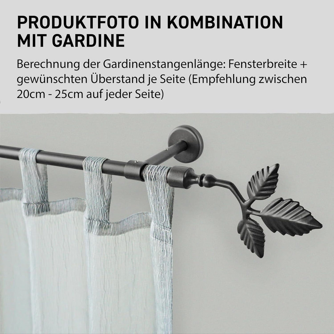 Garesa Gardinenstange Sheet Ø 16mm, 1-läufig, Graphite I Stabile Vorhangstange ohne Ringe I Mit Endk