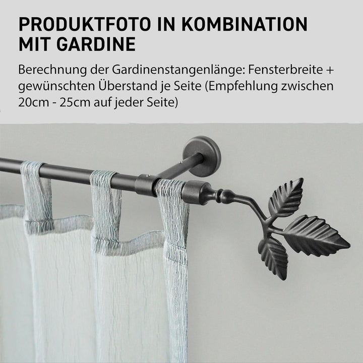 Garesa Gardinenstange Sheet Ø 16mm, 1-läufig, Graphite I Stabile Vorhangstange ohne Ringe I Mit Endk