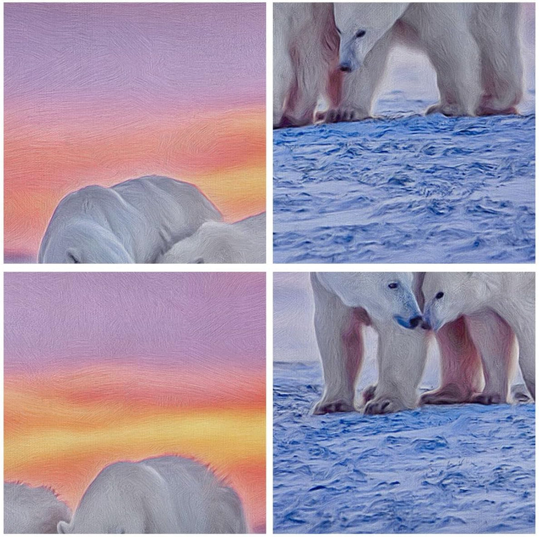 Bilder auf Leinwand Bären Winter Schnee Familie Leinwandbild 70x50cm Wandbilder Dekoration Wohnzimme