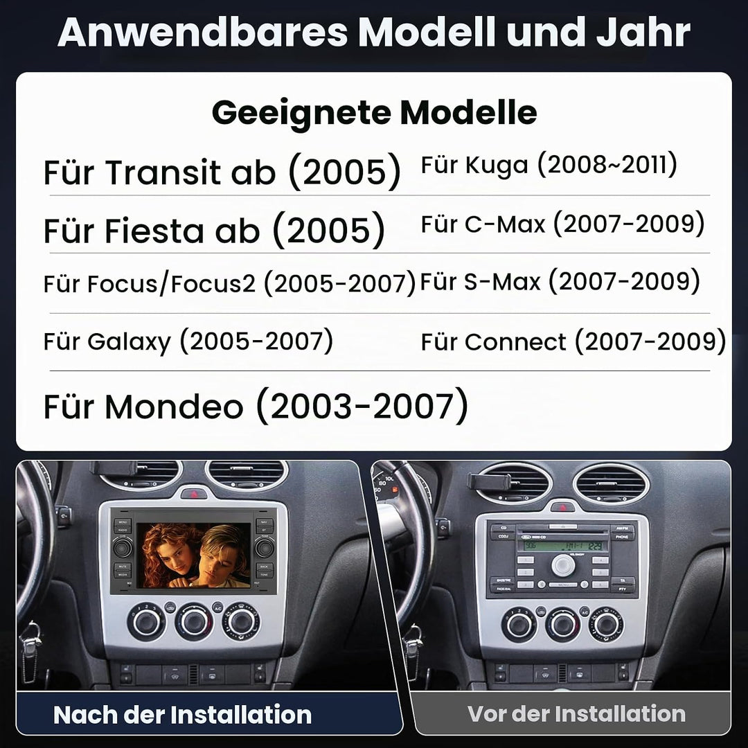 [8Cores 4G+64G] Hikity Autoradio Android 13 Für Ford Transit Focus Fiesta Mondeo S-Max 7&
