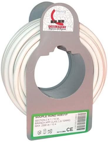 Electraline 20607038J, Kabel H05VV-F Abschnitt 2x1,5 mm², Länge 25 m, Weiss, Weiß