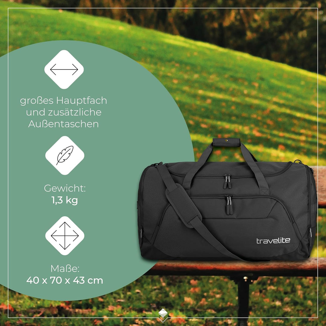 travelite Reisetasche gross XL, Kick Off, leichte Tasche für Urlaub und Sport, Schwimmbad, Klinikauf