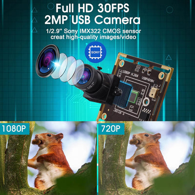 ELP Kamera 1080P Webcam H.264 Low Light USB Camera Mini Kamera Modul (3.6mm Objektiv USB Kamera Modu