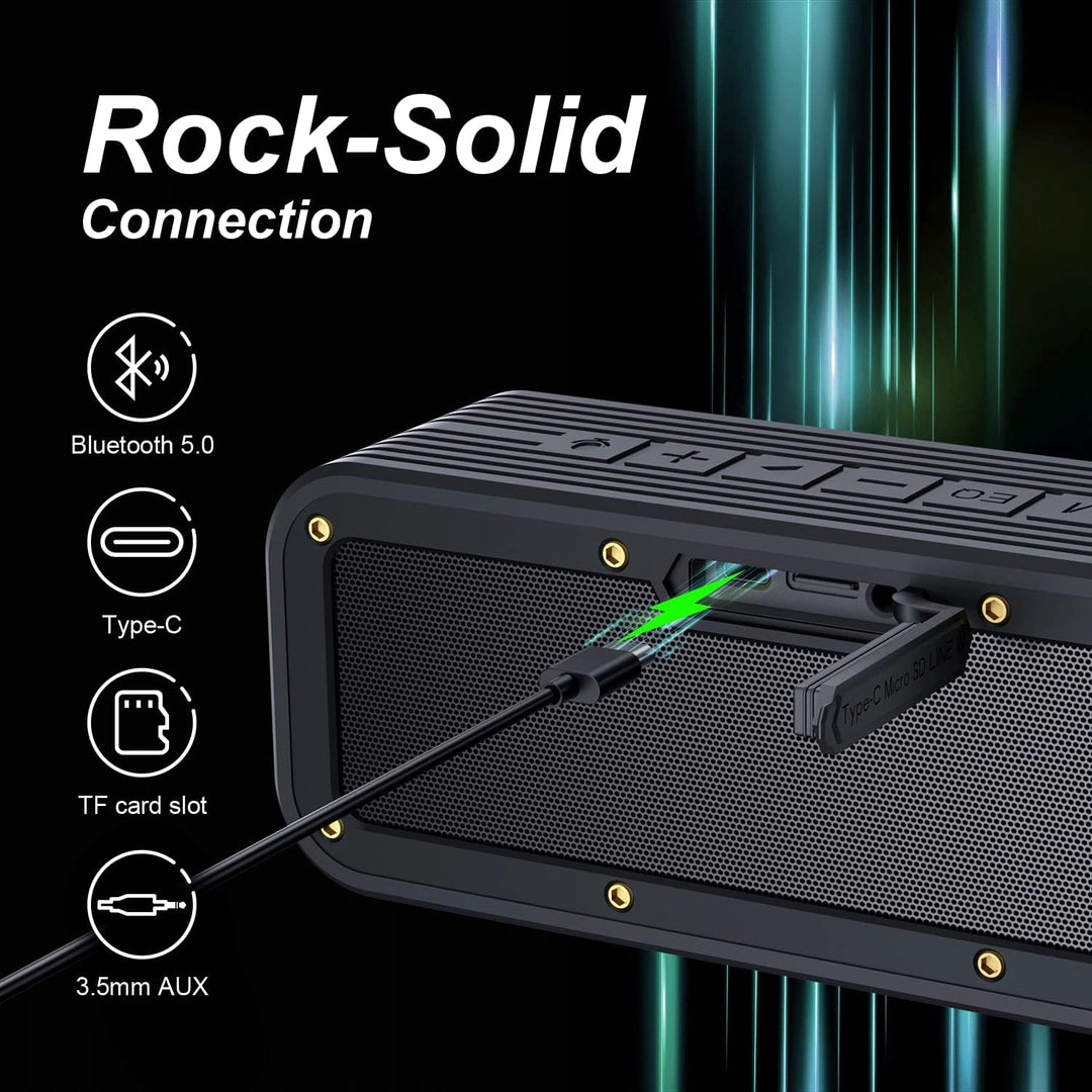 BOGASING Bluetooth Lautsprecher M4 Tragbarer Musikbox, IPX7 Wasserdicht, 40W Stereo Sound mit Dualen