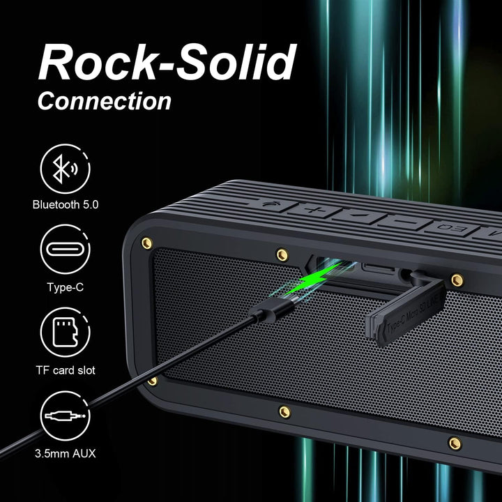 BOGASING Bluetooth Lautsprecher M4 Tragbarer Musikbox, IPX7 Wasserdicht, 40W Stereo Sound mit Dualen