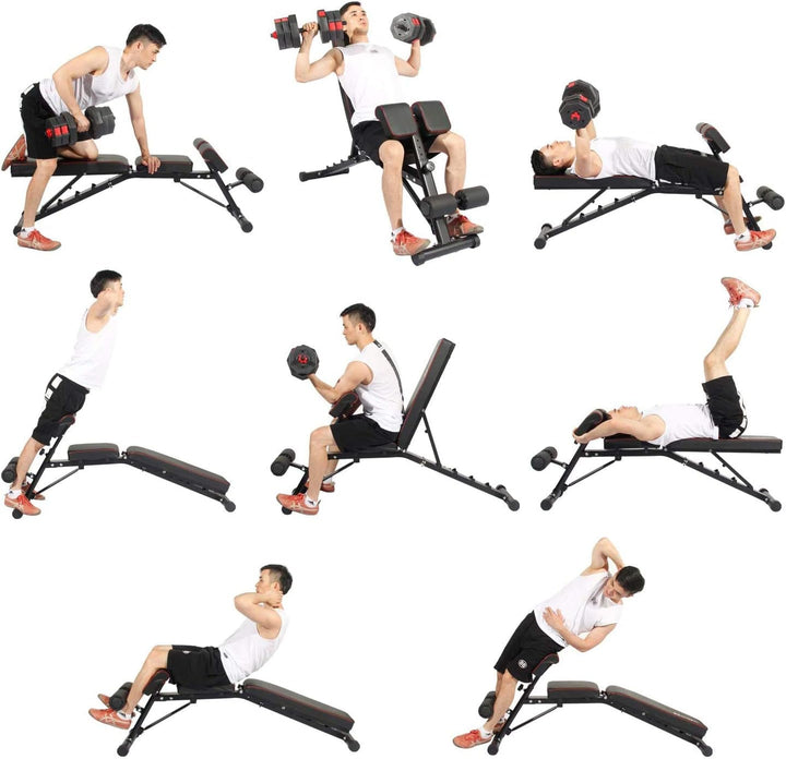 SogesHome Hantelbank für Zuhause, Training, Fitnessstudio, Gewichtheben, Sit-Up, Bauchmuskelbank, fl
