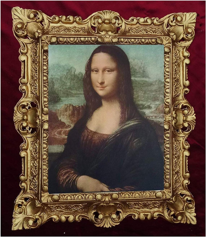 Mona Lisa Bild mit Barock Rahmen in Gold Wandbild von Leonardo da Vinci 45x38 cm Kunstdrucke Gemälde