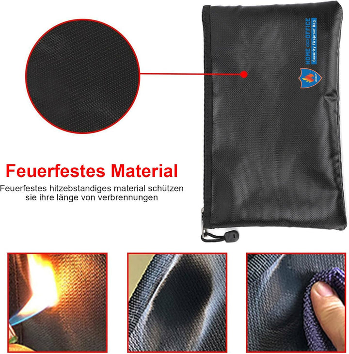 2 Stück Feuerfeste Tasche 29x20cm, Wasserdichte Feuerbeständige Tasche,Tresor Feuerfest Geldscheine