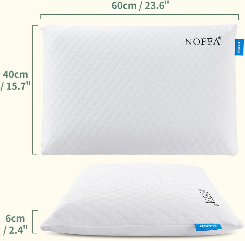 NOFFA Kissen Flach Dünn 40x60, Flaches Kopfkissen Bauchschläfer, Memory Foam Niedrig Kissen für Kind