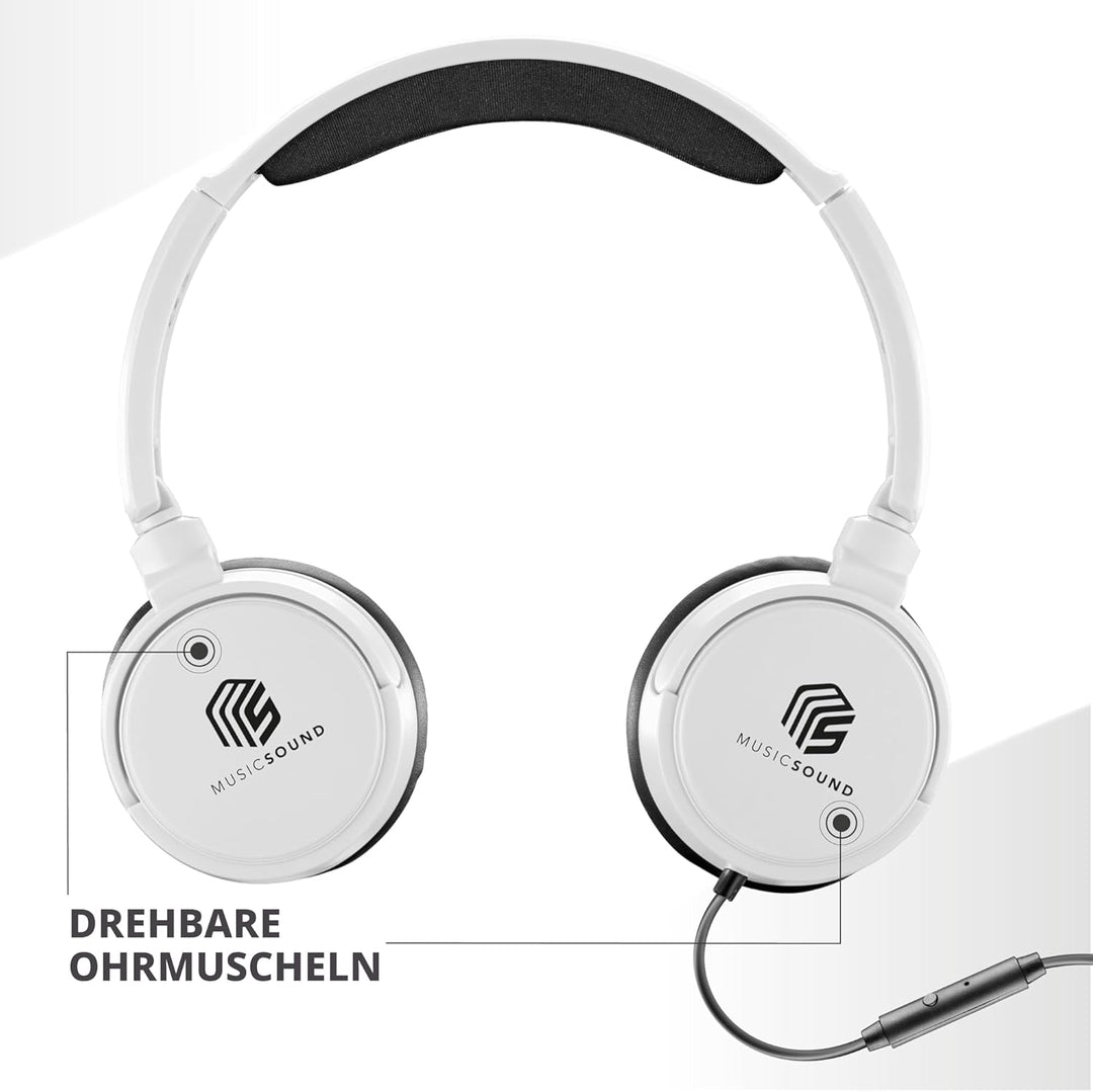 Music Sound | Bügelkopfhörer mit Kabel Over Ear Basic | On-Ear-Kopfhörer Faltbarer Kopfbügel mit 1,2