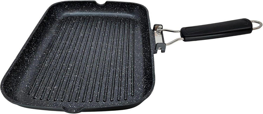 Brieve Black Titanium Induktionsgrillpfanne, Antihaft, Aluminiumguss, klappbar, ohne PFOA, 34x24 cm,