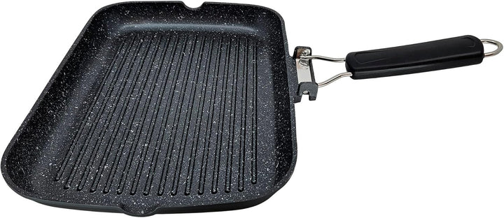 Brieve Black Titanium Induktionsgrillpfanne, Antihaft, Aluminiumguss, klappbar, ohne PFOA, 34x24 cm,