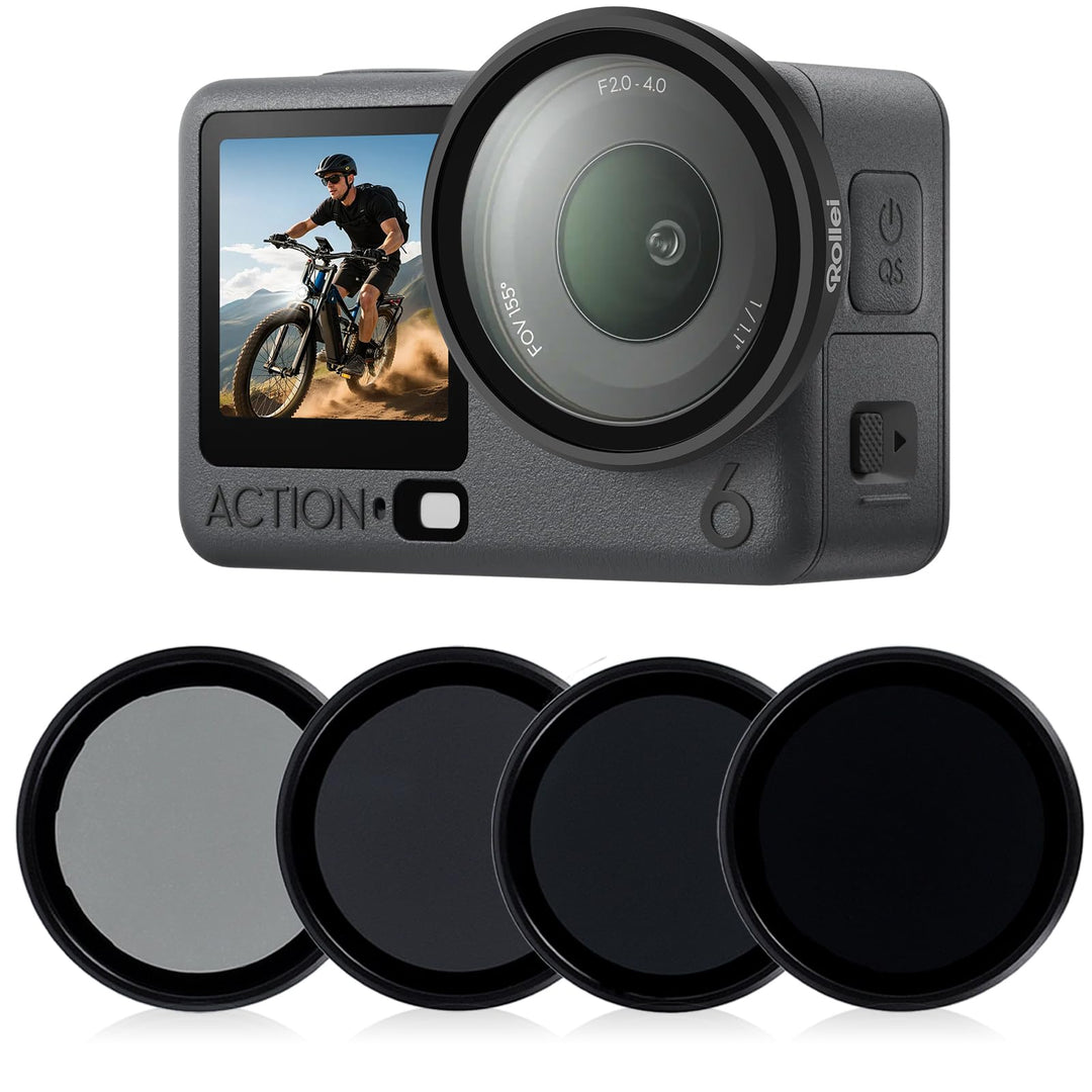 Rollei ND Filterset für DJI Osmo Action 6 4er Pack ND8/ND16/ND32/CPL Filter für Action 6, für Action