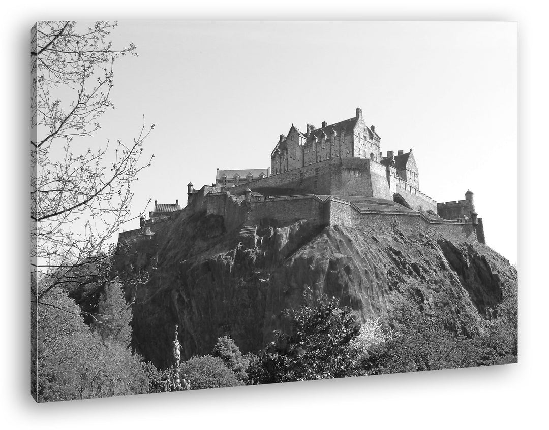 deyoli Burg in Edinburgh Schottland Effekt: Schwarz/Weiss Format: 80x60 als Leinwandbild, Motiv fert