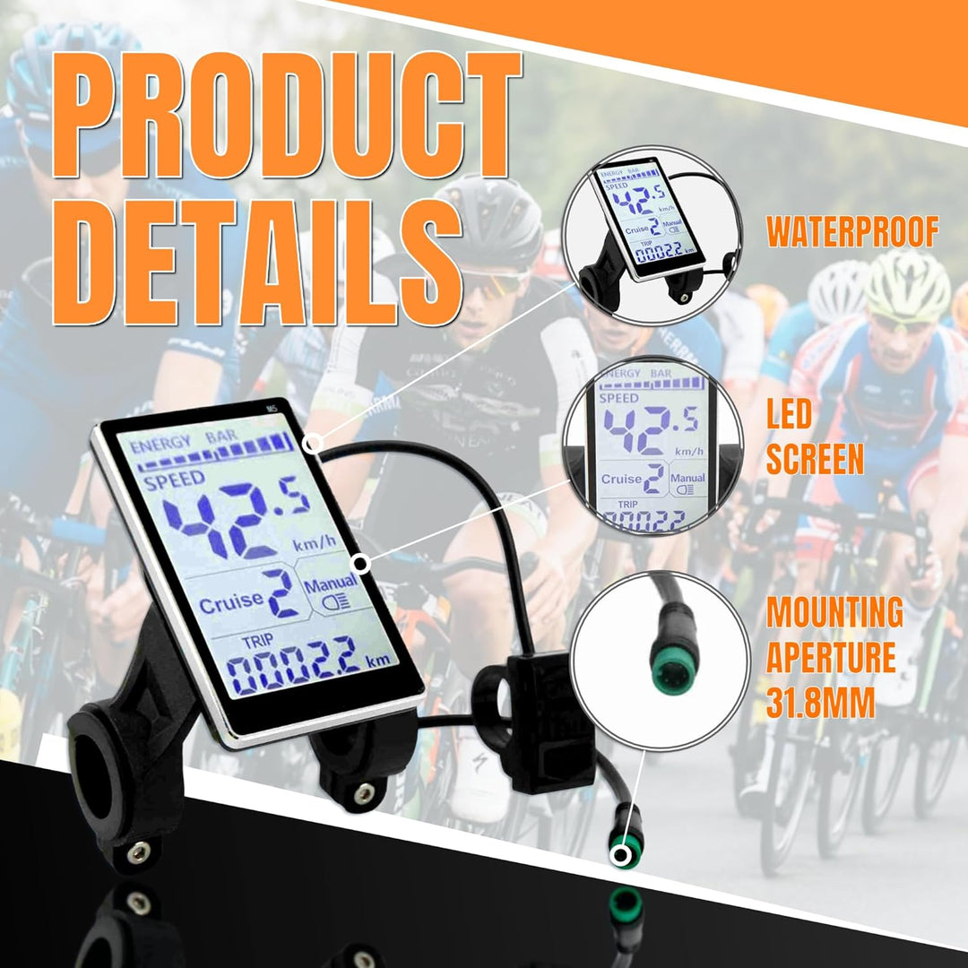LCD Display, Elektrofahrrad M5 LCD Bildschirm, Elektrofahrrad LCD Display mit Anschluss Elektro für