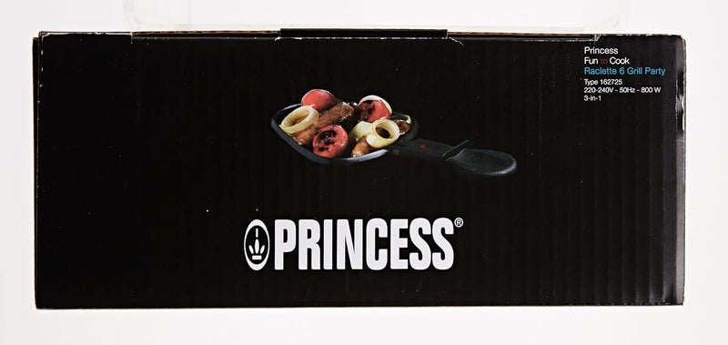 Princess 162725 Raclette und Antihaftbeschichtung Grill-Set für 6 Personen, 800