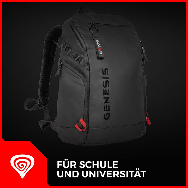 Genesis Pallad 420 Rucksack 15,6 Zoll / 18 L | Laptop-Rucksack mit 6 Taschen, Tabletfach, Trolley-Sy