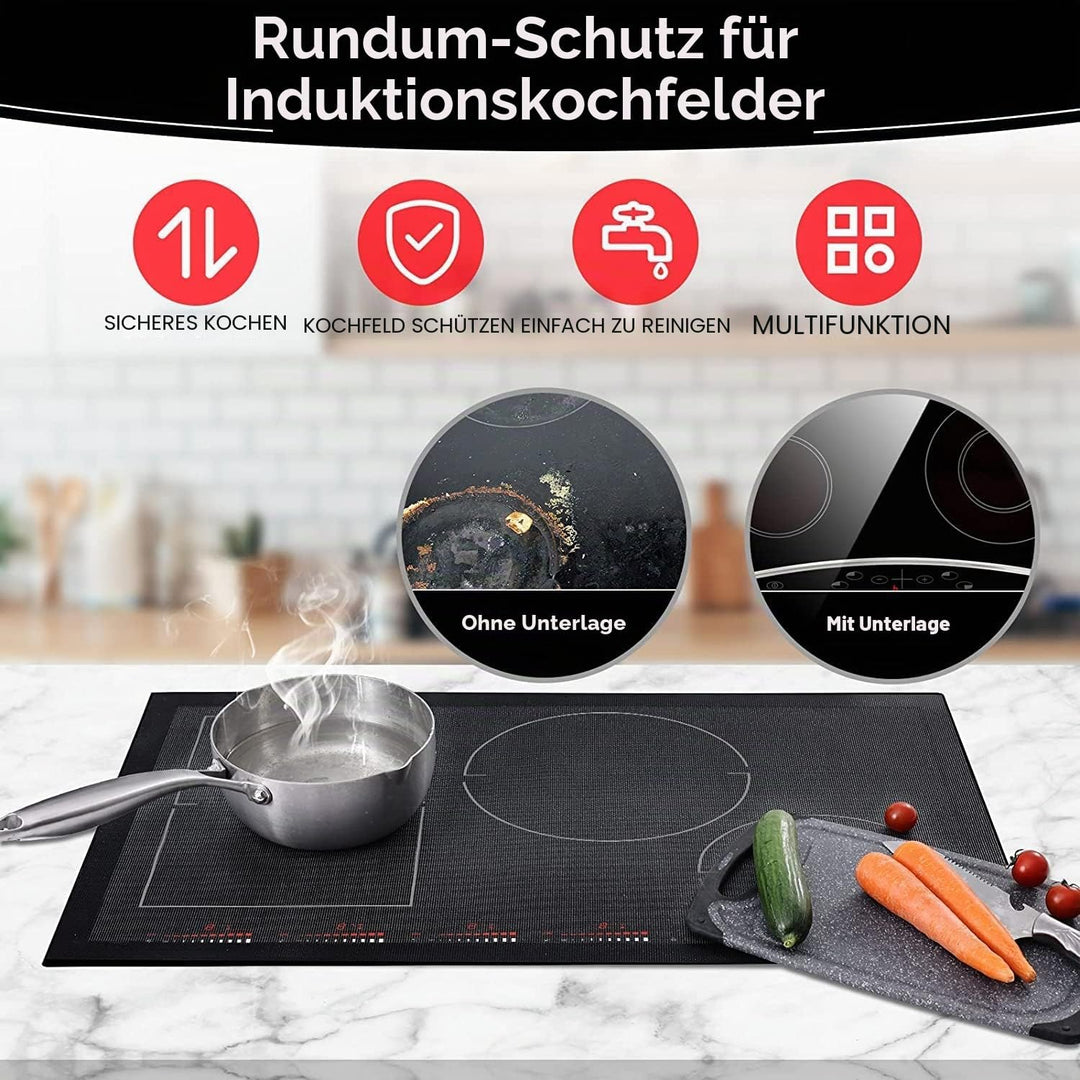 KitchenRaku Grosse Induktion schutzmatte, Rutschfest Silikon Induktionskochfeld Schutzmatte (magneti