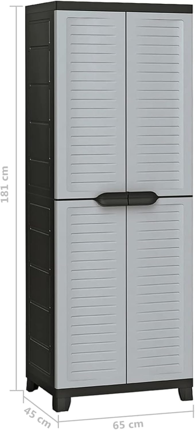 Tidyard Gartenschrank mit 2 Türen und 5 Fachböden Geräteschuppen Kunststoffschrank Spindschrank Schr
